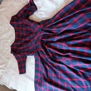Red Plaid Retro Swing Dress